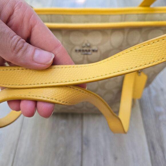 Coach Tan and Yellow Signature Tote - Picture 11 of 14